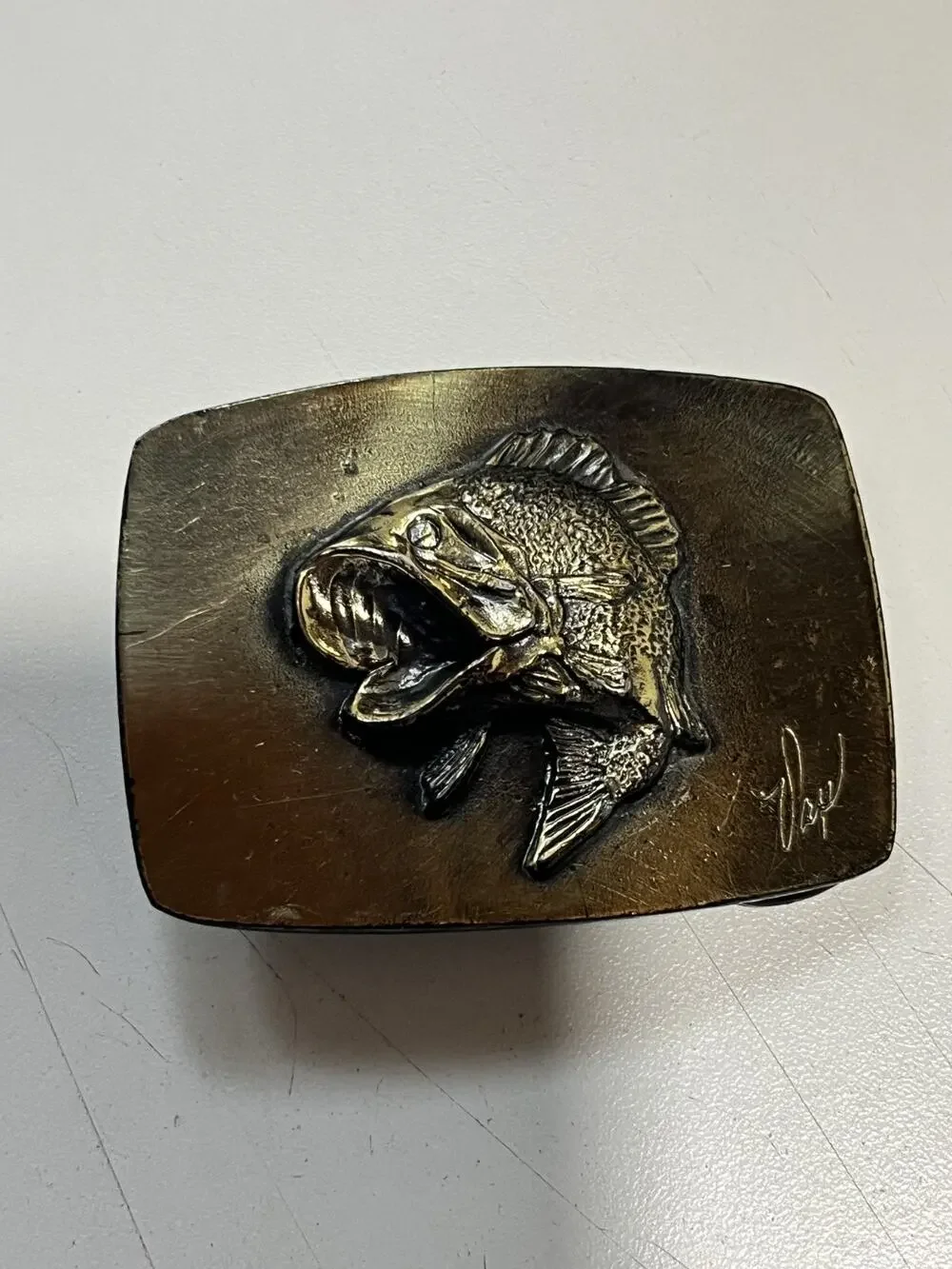 Vintage 1979 Largemouth Bass Brass Belt Buckle H530 Chicago Buckle